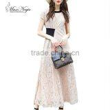 Maxnegio Fashion Lace Patchwork Maxi Short Sleeve Lace Casual Dress thumbnail-1