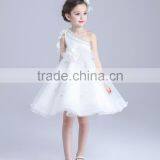 2017 Wholesale Children One Sleeve Shoulder Dress Flowers Slashes Dresses thumbnail-4