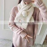 High Quality 2017 Early Spring Girl Muffler Solid Color Fake Rabbit Fur With Post Stamp Woven Lable Teenager School Scarf thumbnail-4