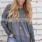 Zm50316b 2017 New Modle Women Clothes Europe Round Neck Long Sleeve Loose off Shoulder Ladies Blouse thumbnail-5