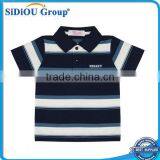 Boys Stripe Polo Shirt Navy Blue/Cream Wide Stripes 1-6 Years thumbnail-1