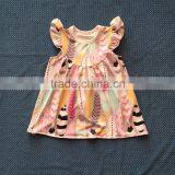 XF-044 Wholesale Fashion Kids Skirts Baby Girls Colored Feather Printed Cute Boutique Dresses thumbnail-2