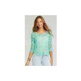 Lace Long Sleeve  Ladies / Womens Shirts Blouses Green / White / Black