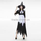 White and Black Irregular Long Witch Costume Cosplay Dress for Halloween Costumes thumbnail-1