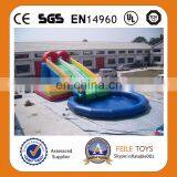 Hot sale summer giant colorful inflatable double lane water slide with pool