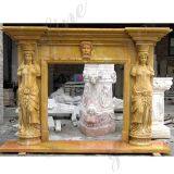French Style Classic White Cherub Marble Fireplace Mantel With Angle Statue thumbnail-2