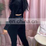 Women Fashion Front Zipper Autumn Winter Long Sleeve Crop Top Outfits Jacket Tracksuits Velvet Two Piece Sets thumbnail-4