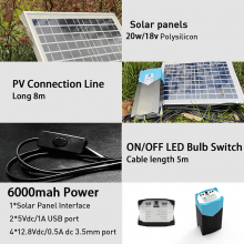 ZONERGY Portable 20W Panels Battery DC Power for Home Africa Solar Lighting Kit thumbnail-3