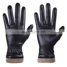 Fashionable Genuine Sheepskin Leather Gloves For Men Winter Warm Comfortable Texting And Driving Leather Gloves thumbnail-1