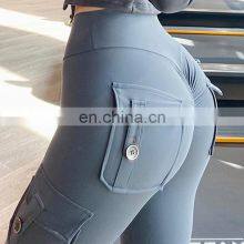 Оптовая продажа сексуальных персиковых фитнес-штанинок для женщин с высоким талием, подтягивающими ягодицами и эластичным стесняющим фасоном, которые также подходят для йоги. thumbnail-2