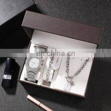 GREALY RL118-G 3pcs Women Qaurtz Diamond Wristwatch Fashion Iced Out Watch Bracelet Set thumbnail-4