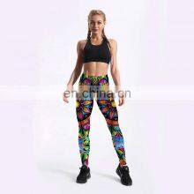 Hot Sexy Fitness Leggings Women Skull&flower Black Legging thumbnail-5