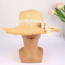 Summer Lace Tie Sun Hat Fur Brimmed Lafite Straw Hat Outdoor Travel Sun Visor thumbnail-2