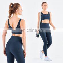 Wholesale Ribbed Yoga Bra Pocket Leggings Set High Waist Gym Fitness Sets thumbnail-3