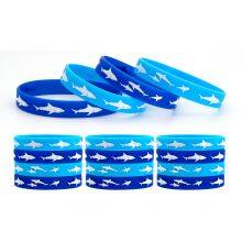 Wholesale Spot Printing Shark Pattern Dark Blue Light Blue Two for a Set of Waterproof Safe Nontoxic Soft and Free of Burrs Bracelet Silicone thumbnail-2