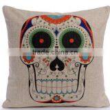 Soft Linen Cotton Material Pillow Case for Car Sofa Home Decor Customized Cushion Cover Case Skull Printed thumbnail-6