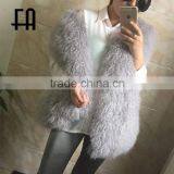 Factory Wholesale Real Grey Tibetan Lamb Fur Vest thumbnail-3