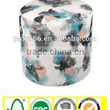 Antique Round Pouf, Fabric Ottoman With Printing