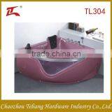 Crystal Pink Free Standing Triangle Two People Massage Arylic Bathroom Bathtub With Pillow thumbnail-1