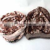 Fashionable Winter Set With Sequin Warm Scarf and Hat thumbnail-2