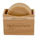 2016 New Products Handmade Custom Cheap 5 Piece Heavy Duty Round Bamboo Coaster Set thumbnail-4
