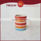 Colorful Rainbow Strip Stoneware Handpainted Coffee Mug thumbnail-3