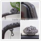 Leather Box Clutch Frames With Flower Knob Gunmetal Clutch Frame thumbnail-5