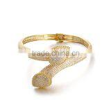 Pave CZ Stone 18k Gold Bangle Saudi Arabia Jewelry Sbg501Y thumbnail-2