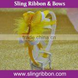 Yellow Ribbon Headband With Feather