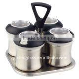 SINOGLASS 4 Pcs With ABS Lid and Magnet Concept on the SS Tray Ergo Q SS Spice Jar thumbnail-1