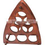 Triangle and 6 Holes Red Wooden Wine Bottle Holder on the Table or Cellar thumbnail-2