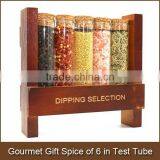 Gourmet Gift Spice Set of 5 in Test Tube With Wooden Cap and Spice Rack