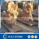 Afterglow Red Marble Lion Animal Statues thumbnail-1