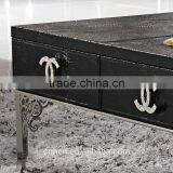 2015 New Arrival Stainless Steel Legs Black Crocodile pu Covering Center Coffee Table thumbnail-2