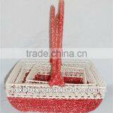 Set of Three Rectangle Iron Silver string fruit gift basket