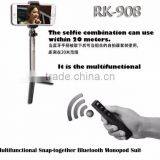Bluetooth Monopod Equipped Wih Professional Tripod, Selfie Monopod With Mirror, With Zoom Function RK908 thumbnail-2