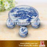 Blue and White Pocelain Outdoor Garden Table and Stool thumbnail-1