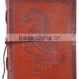 Handmade Vintage Starp Closure Embossed Peacock Leather Journal thumbnail-1