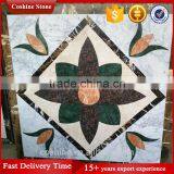 Flower Design Mixed Color White Gray Marble Waterjet Tile thumbnail-2