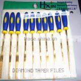 3*140*50mm 10pcs Diamond Taper File Sets With Ti Coating