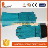 DDSAFETY 2017 Green Leather Working Glove With Two Piece Back thumbnail-1