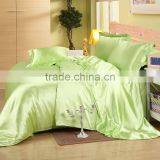 Hot Sale!! Classic Silk Satin Plain Green Blue Black Golden Bedding Set Duvet Cover Set Bedclothes Bed Sheet Set. thumbnail-1