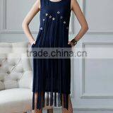 Fashion Clothing OEM Star Detailing Sleeveless Midi Women Tassels Dress thumbnail-1