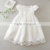 New Arrival Baby Clothes Wholesale Hot Sale Tulle Cheap 2017 Children's Boutique Short Sleeve White Summer Elegant Dress thumbnail-1