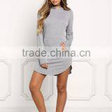 MGOO 2017 New Arrival 100% Cotton Jersey Long Sweater Heather Grey Hooded Split Fashion Long Sleeves Hoodies thumbnail-3