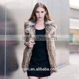Europe Style Woman Raw Colour Raccoon Fur Vest Lady Faux Fur Waistcoat Winter Sleeveless Coat thumbnail-4