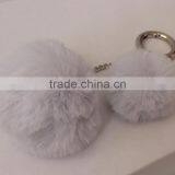 Myfur Double Fake Rabbit Fur Ball Keychain Pom Pom Fluffy Key Chains Pompom Car Keyring Women Bag Pendant thumbnail-5