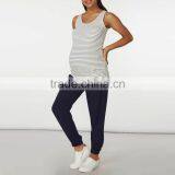 Navy Woven Overbump Wholesale Maternity Leggings Clothes thumbnail-3