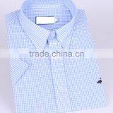 2017 New Light Blue Checks Men's Short Sleeve Shirt Wholesale thumbnail-1