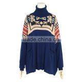 Adult Turtle Neck Christmas Blue Sweaters Pullover thumbnail-3